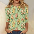 thumbnail image 1 of Women's T Shirts Women Blouse Casual Summer Tee Shirts for Women Shirts for Women Trendy Tees Womens Tshirt Womens New Ladies Elegant 3/4 Sleeved Painted Blouse Top, 1 of 5