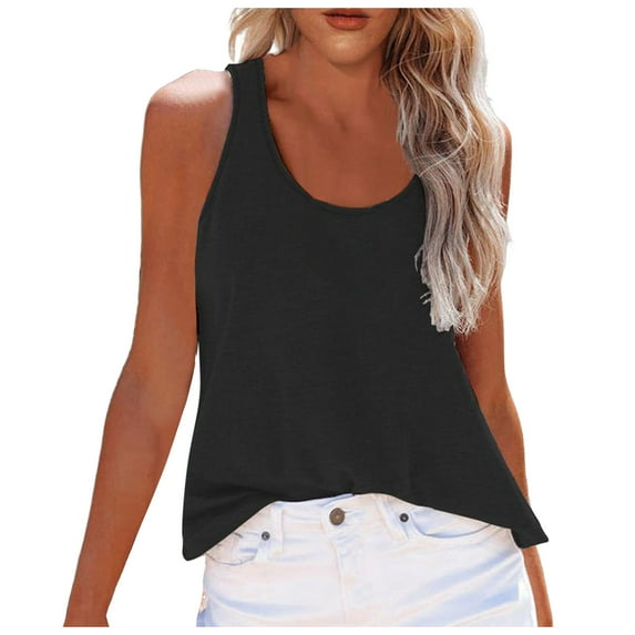 Women's T-Shirts Women Vest Sleeveless Tanks Casual Tops O Neck Solid Color Casual Shirts Slim Fit Blouse for Everyday Wear and Stylish Outfits