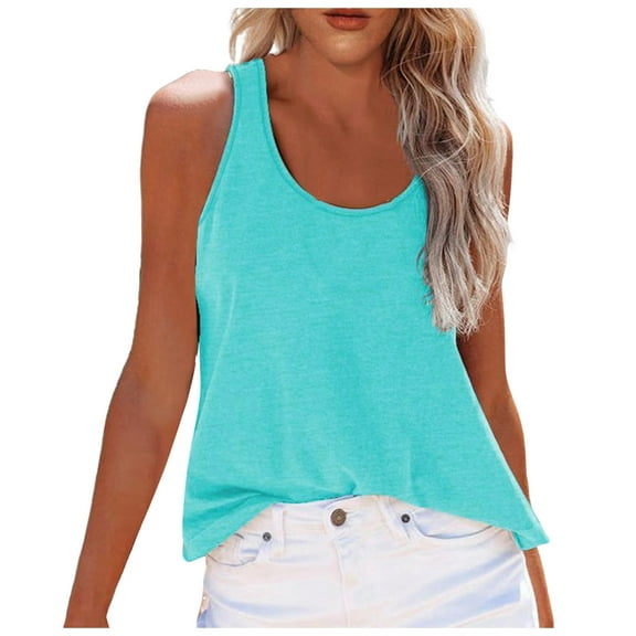 Women's T-Shirts Women Vest Sleeveless Tanks Casual Tops O Neck Solid Color Casual Shirts Slim Fit Blouse for Stylish Everyday