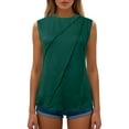 thumbnail image 1 of Women's T-Shirts Summer Solid Round Neck Sleeveless Loose T Shirt for Casual Wear and Everyday Comfort, 1 of 5