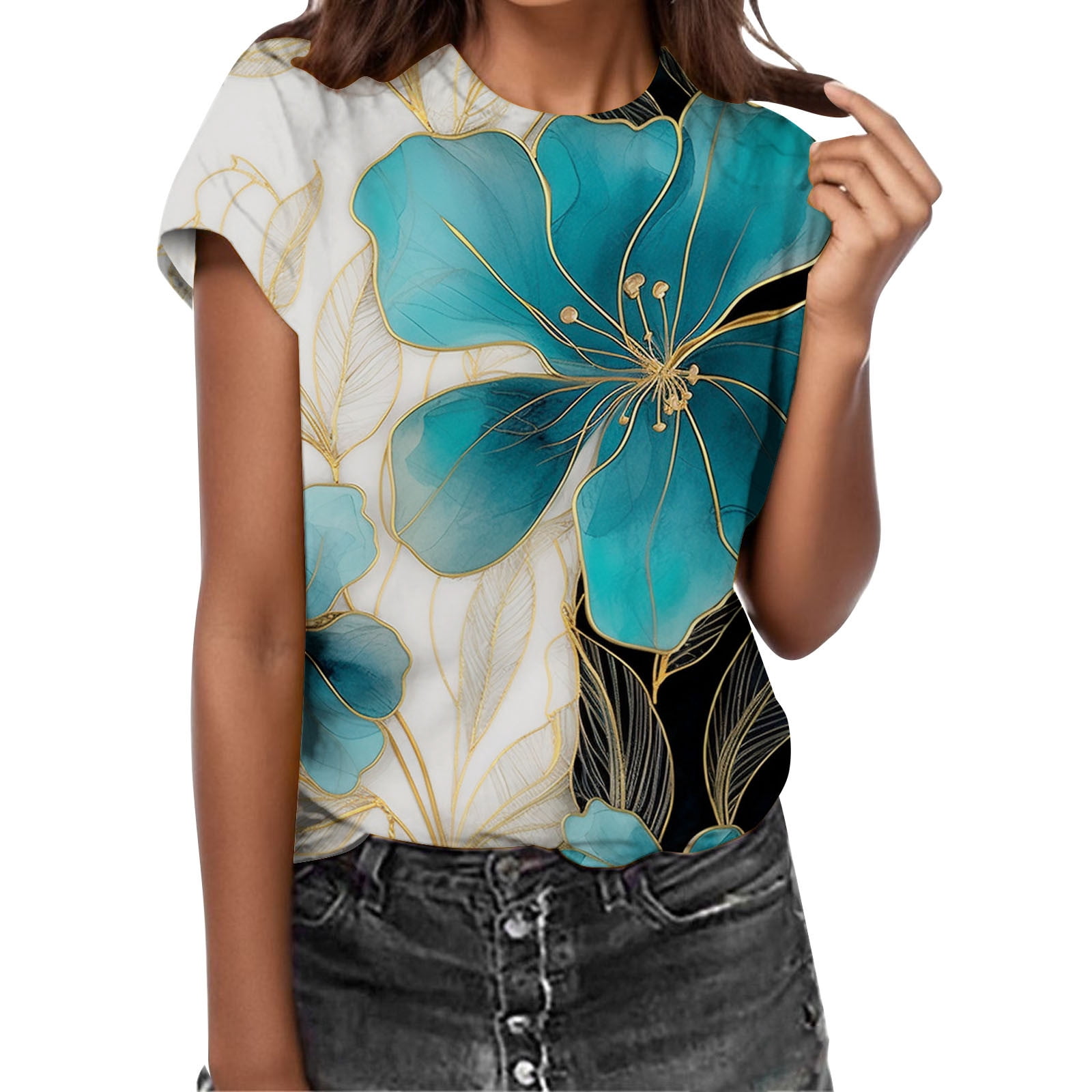 Women's Christmas Graphic Print Short Sleeve T-Shirt - Casual Crew Neck Tee - View #3