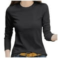 thumbnail image 1 of Women's T-Shirts Womens Ribbed Long Sleeve Crewneck Casual Slim Basic Shirts Fitted Knit Tops for Everyday Wear, 1 of 5