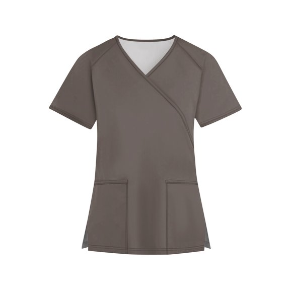 T-Shirt for WomenWomen's Fashion V-neck Solid Color Short Sleeve Workwear With Pockets Tops