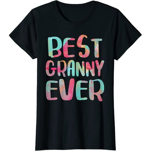 Women's T-shirt Best Granny Ever Tee Funny Mother's Day Casual Short Sleeve Tops Black 3X-Large