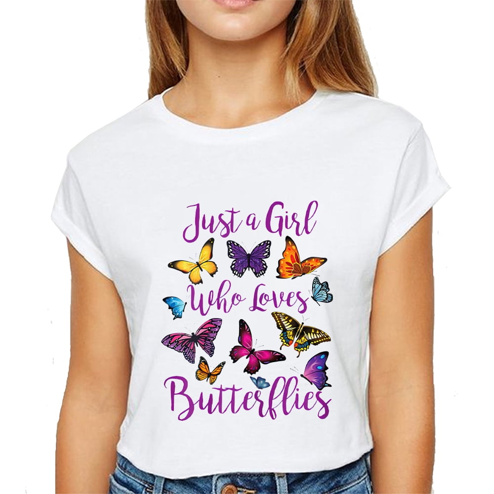 Women's Tshirt Butterfly Collection Just A Girl Who Loves Butterflies