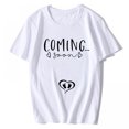 thumbnail image 1 of Women's T-shirt Coming Soon Pregnancy Mom to Be Gift Shirts New Mom Tee Summer Casual Short-sleeved Tops White Medium, 1 of 4