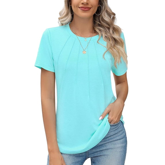 Women's T-shirt Crew Neck Short-sleeved Solid Color Pullover Tops S-XXL