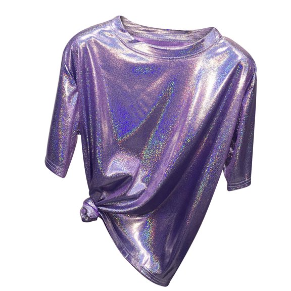 Women's T-shirt Loose Short Sleeves T-shirt Glitter T Shirt Rave Festival Party Blouse Tank-Top