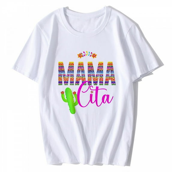 Women's T-shirt Mamacita Cinco De Mayo 5 De Mayo Cactus Fiesta Casual Summer Short Sleeve Top White X-Large