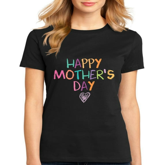 Women's T-shirt Mother's Day Gift Colorful Letters Happy Mother's Day Casual Short Sleeve Tops Black X-Large