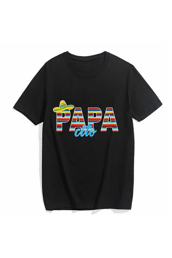 Women's T-shirt Papacito Serape Mexican Sombrero Cinco de Mayo Casual Summer Short Sleeve Top Black X-Large