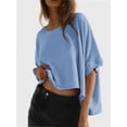 thumbnail image 1 of Women's T-shirt Round neck short-sleeved casual tops Elegant solid colour T-shirt tops, 1 of 6