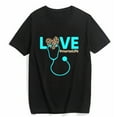 thumbnail image 1 of Women's T-shirt School Nurse Life Messy Bun Stethoscope Nursing Week Casual Short-sleeved O-neck Top Black 3X-Large, 1 of 4