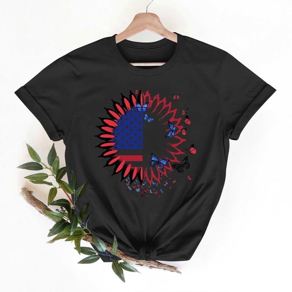 Women's T-shirts Independence Day Tops Short Sleeves Crew Neck T-shirt for Women with Printed Graphic Simple Pattern Summer Casual Daily Outfit Essentials Ship in 2 Days