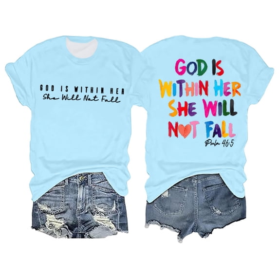 Women's T-shirts Oversized Shirts For Women Shirt Verse T Shirt God Is Within Her Tees Inspirational Tops T-shirts