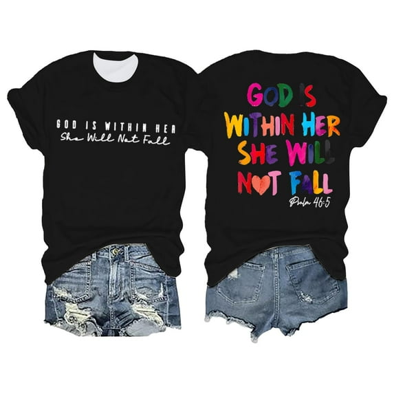 Women's T-shirts Oversized Shirts For Women Shirt Verse T Shirt God Is Within Her Tees Inspirational Tops T-shirts