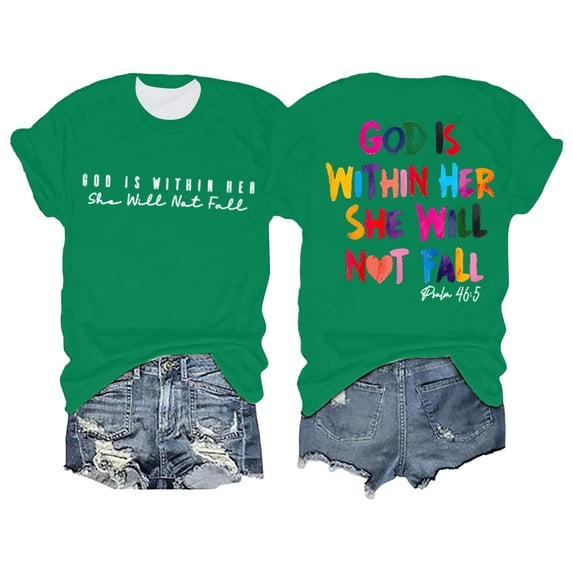 Women's T-shirts Oversized Shirts For Women Shirt Verse T Shirt God Is Within Her Tees Inspirational Tops T-shirts