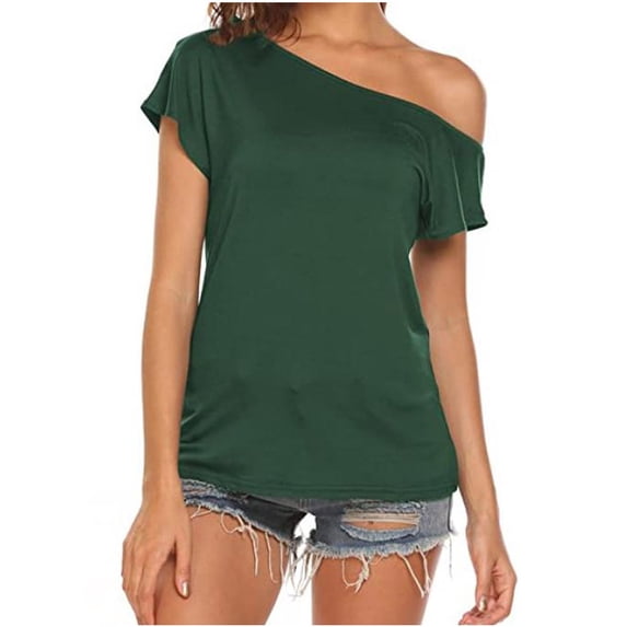 Women's T-shirts Women's Casual Off Shoulder Tops Short Sleeve T Shirts Loose Summer Blouse Shirt T-shirts