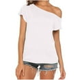 thumbnail image 1 of Women's T-shirts Women's Casual Off Shoulder Tops Short Sleeve T Shirts Loose Summer Blouse Shirt T-shirts, 1 of 7
