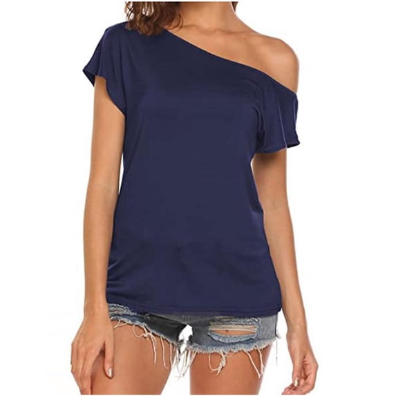 Women's T-shirts Women's Casual Off Shoulder Tops Short Sleeve T Shirts Loose Summer Blouse Shirt T-shirts