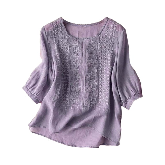 Women's T-shirts Women's Fashionable Casual Solid Color Pleated Cotton And Linen Tops Shirts And T Shirts T-shirts
