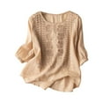 thumbnail image 1 of Women's T-shirts Women's Fashionable Casual Solid Color Pleated Cotton And Linen Tops Shirts And T Shirts T-shirts, 1 of 6
