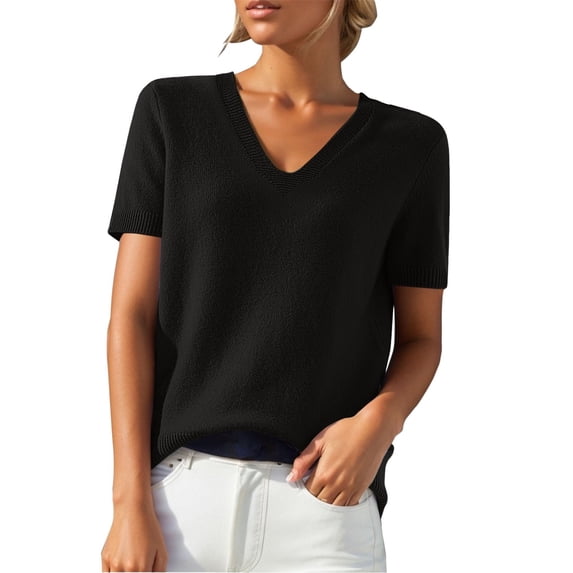 Women's T-shirts Women's Round Neck Short Sleeved Loose T Shirt With A Knit Bottom Short Top T-shirts