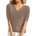 thumbnail image 1 of Women's T-shirts Women's Round Neck Short Sleeved Loose T Shirt With A Knit Bottom Short Top T-shirts, 1 of 7