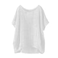 thumbnail image 1 of Women's T-shirts Women's Summer Short Sleeve Solid Casual Loose Linen Top T-shirts, 1 of 4