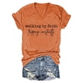 thumbnail image 1 of Women's T-shirts Women's Walking By Tripping Constantly Print T Shirt Casual V Neck T Shirt T-shirts, 1 of 5