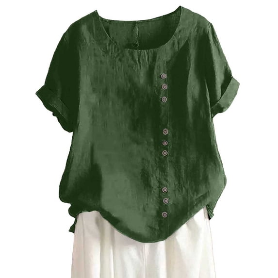 Women's T-shirts Womens Casual Loose Linen Plus Size Daily Boho Tanic T Shirt Blouse Tops T-shirts