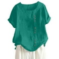 thumbnail image 1 of Women's T-shirts Womens Casual Loose Linen Plus Size Daily Boho Tanic T Shirt Blouse Tops T-shirts, 1 of 7