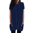 thumbnail image 1 of Women's T-shirts Womens Summer Casual Solid Loose Pullover Crewneck Shirts Short Sleeve Tunic Tops Blouse With Pockets T-shirts, 1 of 6