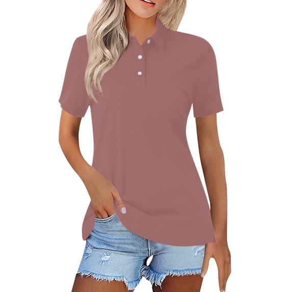 Women's T-shirts Womens Summer Tops Fashion Casual Short Sleeve Button Down Collared T Shirts Loose Fit Blouses T-shirts