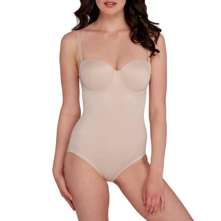 Women's TC Fine Intimates 4090 Shape Away Strapless Bodybriefer with Back  Magic (Cupid Nude 34B) 