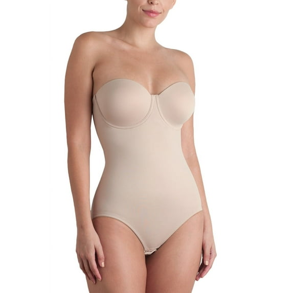 Women's TC Fine Intimates 4090 Shape Away Strapless Bodybriefer with Back Magic (Cupid Nude 34DD)