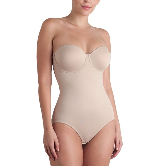 Women's TC Fine Intimates 4090 Shape Away Strapless Bodybriefer with Back Magic (Cupid Nude 36DD)
