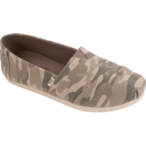 Women's TOMS Alpargata 3.0 Forest Camo Slip On Shoe Taupe/Grey Forest Camo Fabric 5.5 M