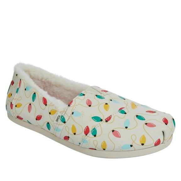 Women's TOMS Alpargata Holiday Canvas Slip On Shoe Natural Holiday Lights Print Glow In The Dark 6 M
