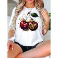 thumbnail image 1 of Women's TShirt Matching Fashion Cherry Print Casual Round Neck Short Sleeve Tops, 1 of 9