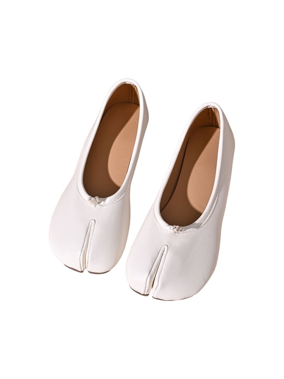 Women's Tabi Shoes Flats Split Toe Janpanese Ballet Flats Cute Black Bowknot Ballerina Shoes