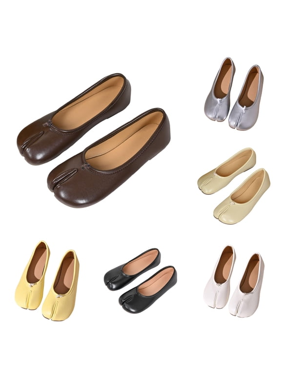 Women's Tabi Split-Toe Ballet Flat Low Heel Mesh Casual Shoes