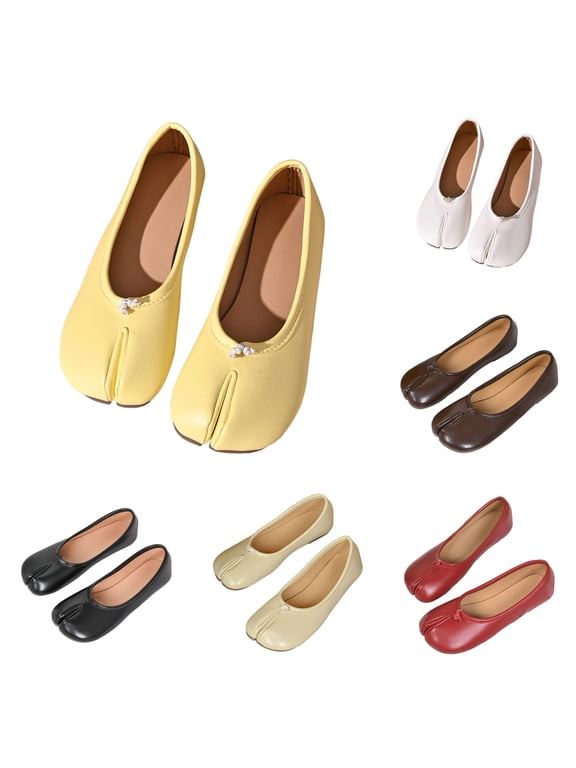 Women's Tabi Split-Toe Ballet Flat Low Heel Mesh Casual Shoes