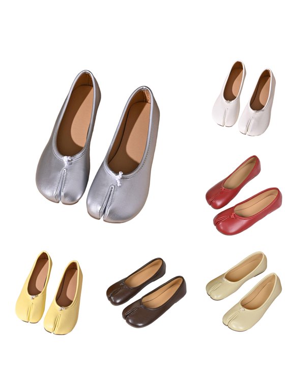Women's Tabi Split-Toe Ballet Flat Low Heel Mesh Casual Shoes