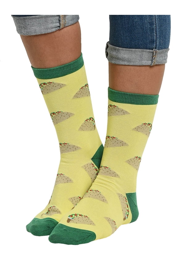 Women's Taco Socks All-Over Food Print Novelty Crew (1 Pair)