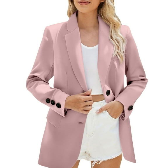 Women's Tailored Blazer Jacket Single Breasted Long Sleeve Lightweight Work Wear for Business Casual