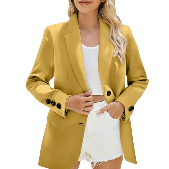 Women's Tailored Blazer Jacket Single Breasted Long Sleeve Lightweight Work Wear for Business Casual