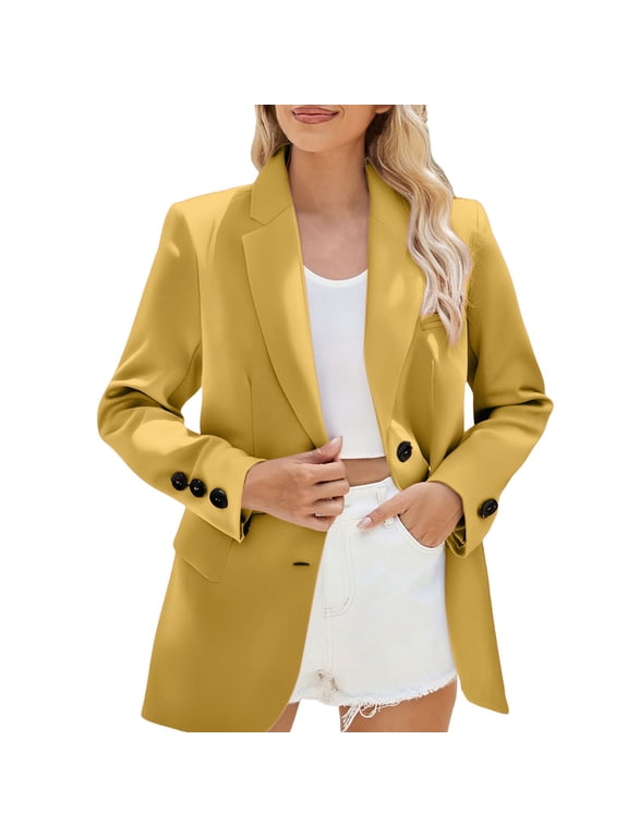 Women's Tailored Blazer Jacket Single Breasted Long Sleeve Lightweight Work Wear for Business Casual
