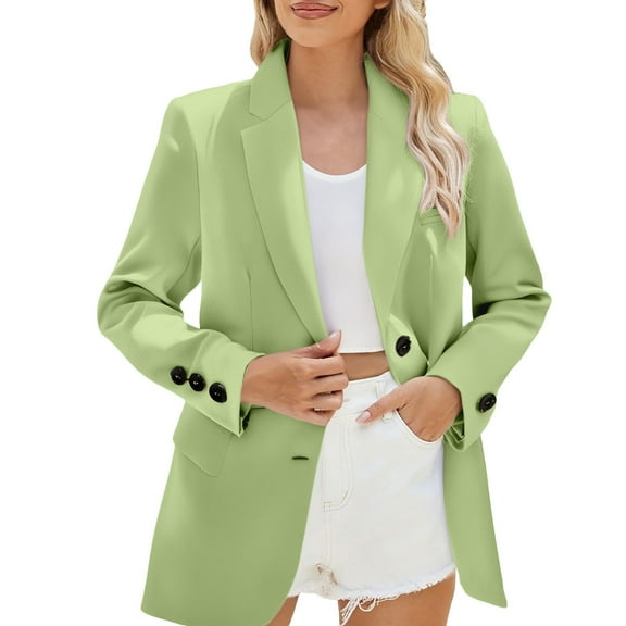 Women's Tailored Blazer Jacket Single Breasted Long Sleeve Lightweight Work Wear for Business Casual