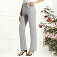 thumbnail image 1 of Women's Tailored Fit Straight Leg Pants, Solid Color High Waist Business Casual Trousers, Slim Work Office Pants for Daily Commuting Grey XXL, 1 of 8